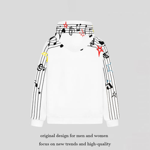 Damen Kapuzen-Sweatshirt mit musikalischem Noten- und Sternprint, relaxed Fit Shop Nory