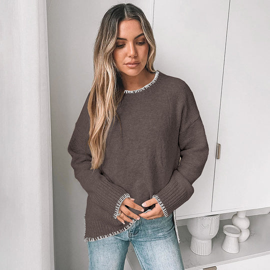 Damen Lässiger Strickpullover mit Rippdetails Shop Nory