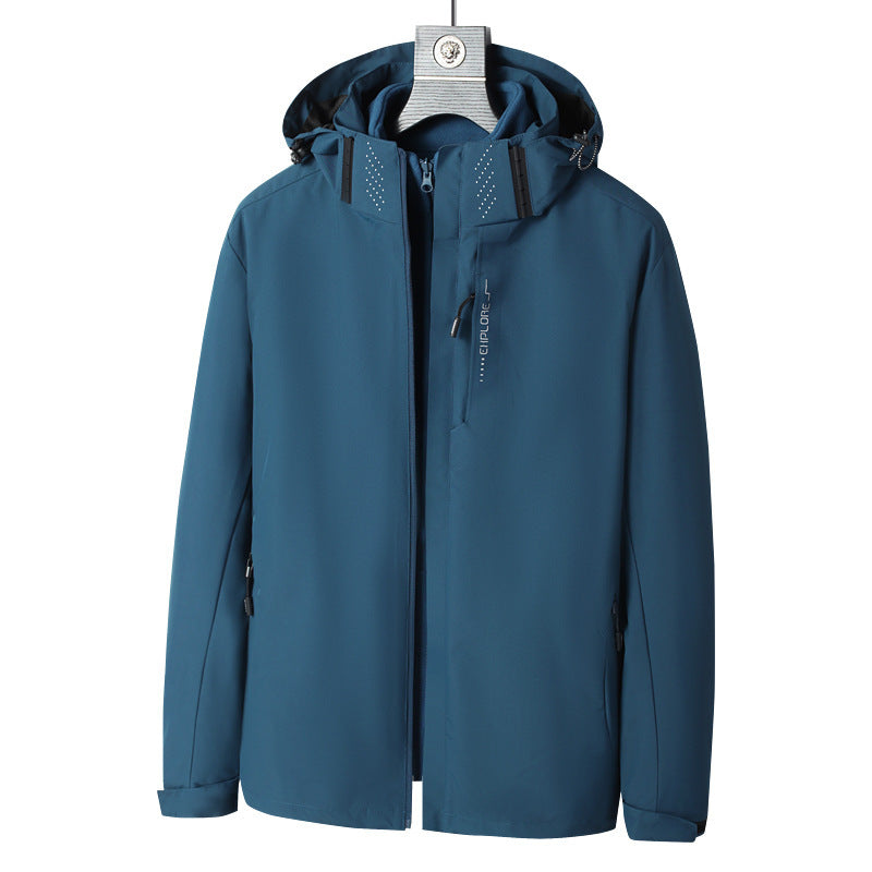Herren Softshell Outdoorjacke mit wasserdichter Membran, abnehmbarer Kapuze und verdecktem Reißverschluss Shop Nory