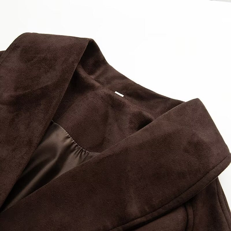 Damen Kurzmantel im Kimono-Style aus Veloursoptik mit weitem Schalkragen und Taillengürtel Shop Nory