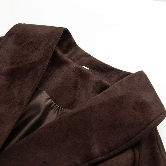 Damen Kurzmantel im Kimono-Style aus Veloursoptik mit weitem Schalkragen und Taillengürtel Shop Nory