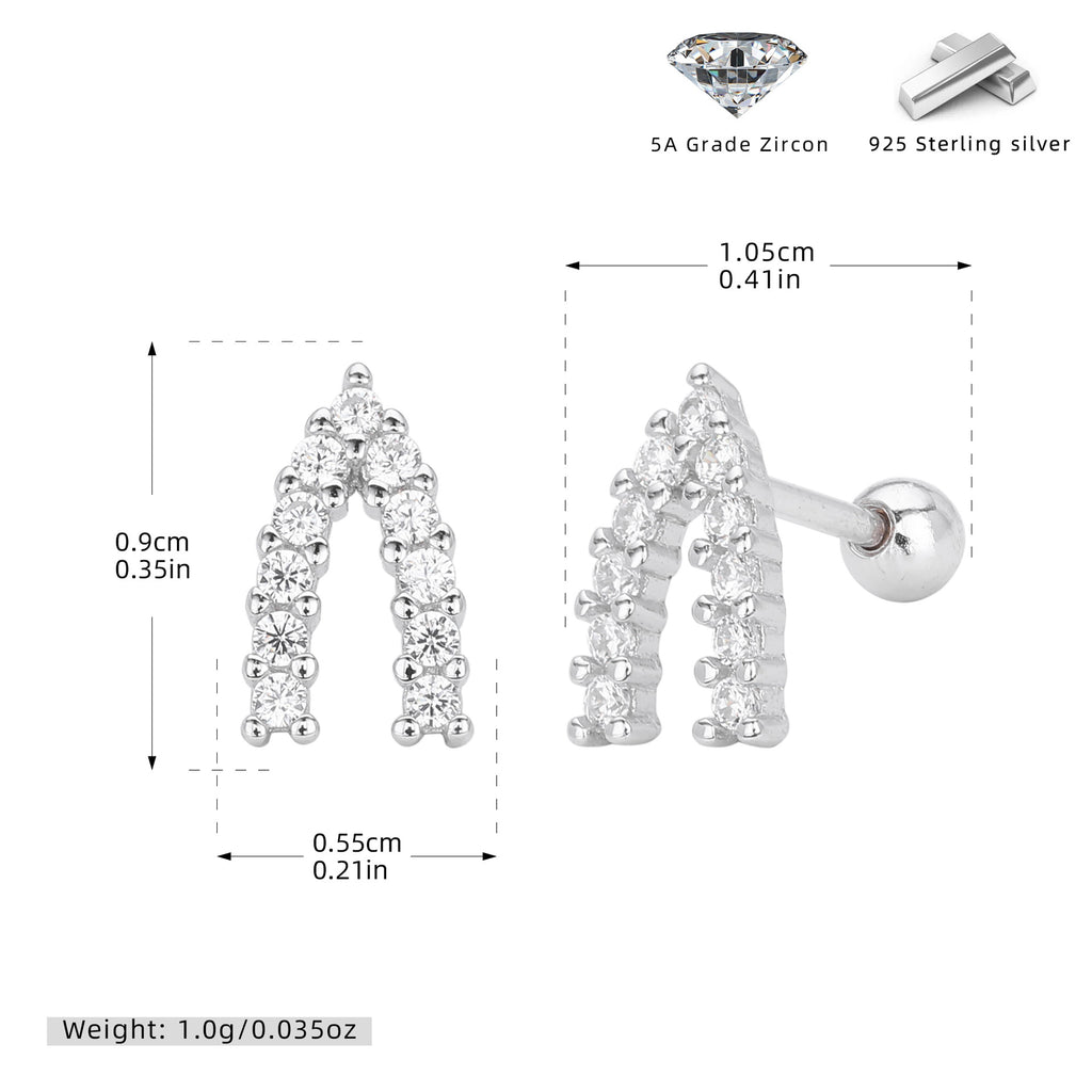 Damen Ohrstecker mit modernem Bogen-Design aus 925 Sterling Silber und funkelnden Zirkonia Shop Nory