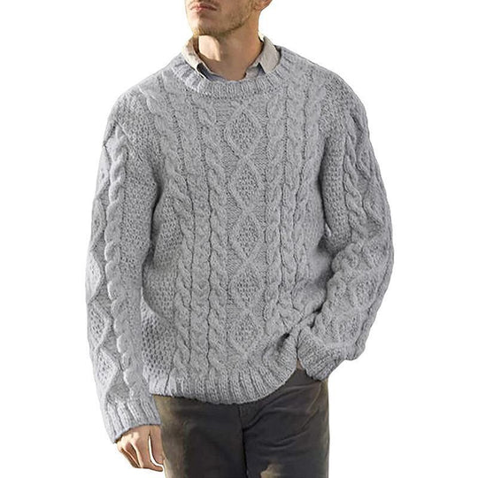 Herren Grobstrickpullover mit klassischem Zopfmuster