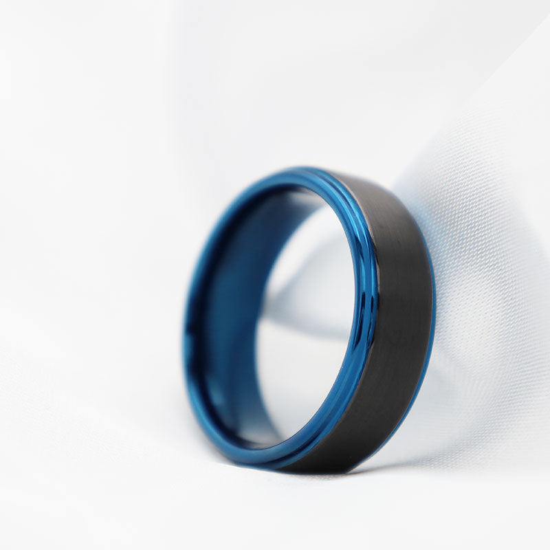 Herren Moderner Edelstahlring mit blauer Beschichtung Shop Nory
