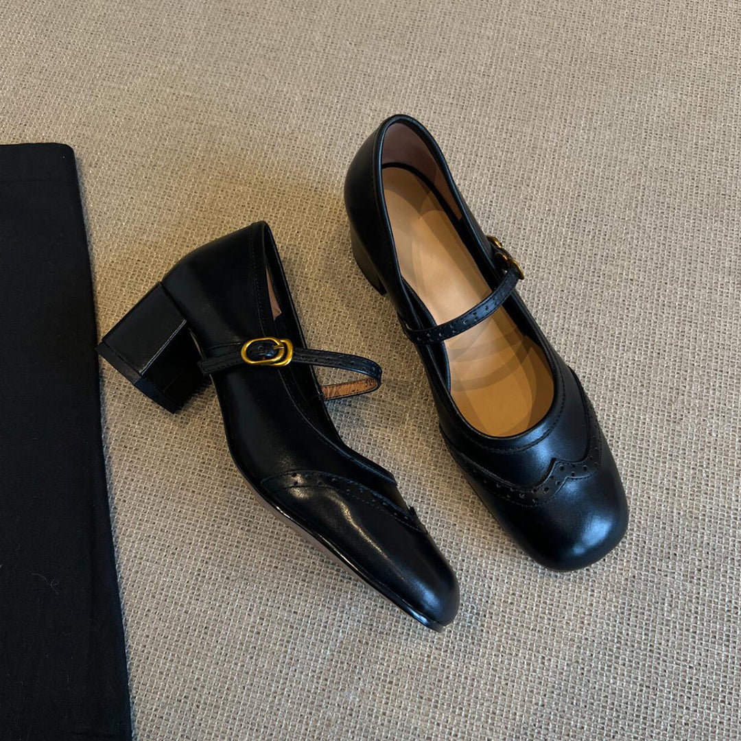 Damen elegante Mary Janes mit modischem Riemen und hochwertiger Ledersohle