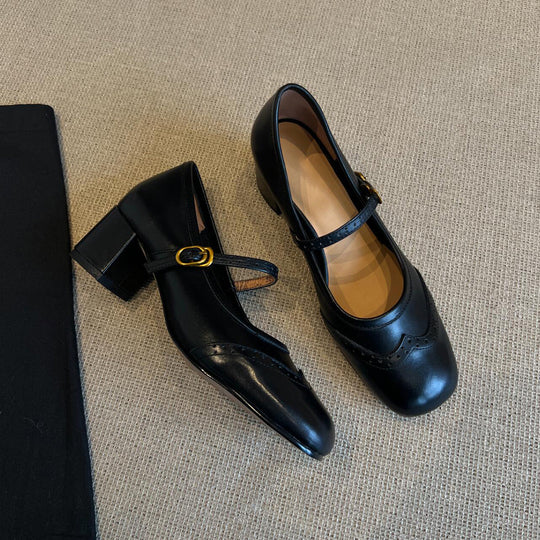 Damen elegante Mary Janes mit modischem Riemen und hochwertiger Ledersohle