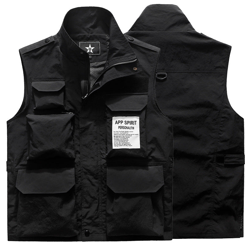 Herren Multifunktionale Utility‑Weste mit Mehrfach‑Taschen und Stehkragen Shop Nory