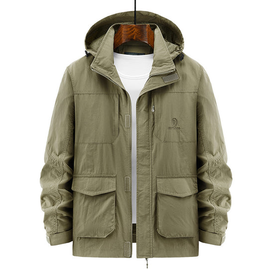 Herren Leichte Utility-Jacke mit Kapuze Shop Nory