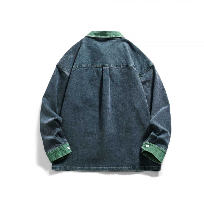 Herren Oversize Denim‑Hemdjacke mit kontrastkragen, ausgefranster Brusttasche und legerer Boxy‑Silhouette Shop Nory
