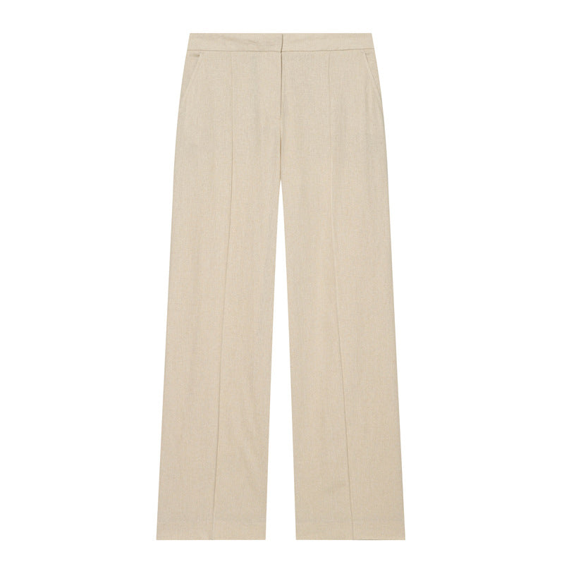Damen Leichte Leinenhose mit weitem Bein und Bügelfalte Shop Nory
