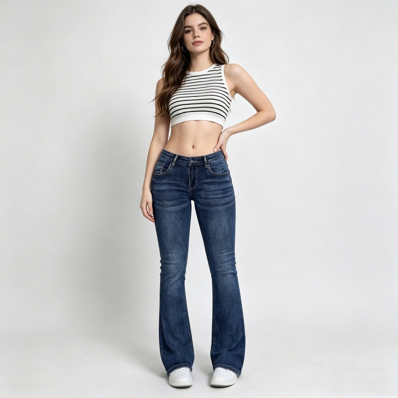 Damen Flared Jeans im klassischen 70er Jahre Look mit hoher Taille Shopnory