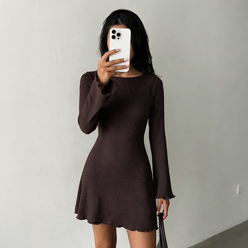 Damen Elegantes Langarmkleid mit voluminösen Ärmeln Shop Nory