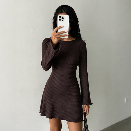 Damen Elegantes Langarmkleid mit voluminösen Ärmeln Shop Nory