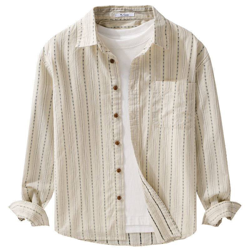 Herren Lässiges Langarm-Overshirt aus Leinen-Baumwollmix mit aufgesetzter Brusttasche Shop Nory