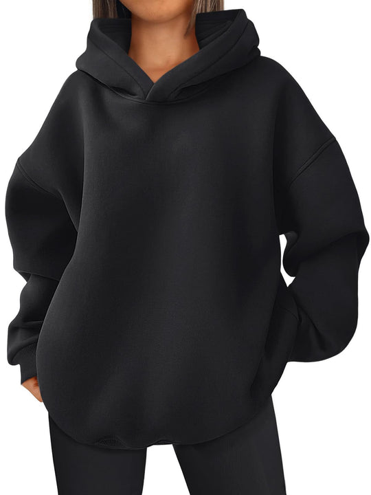 Damen nan kastiger Kapuzenpullover mit doppellagiger Kapuze, überschnittener Schulter und längerem Rückenteil Shop Nory