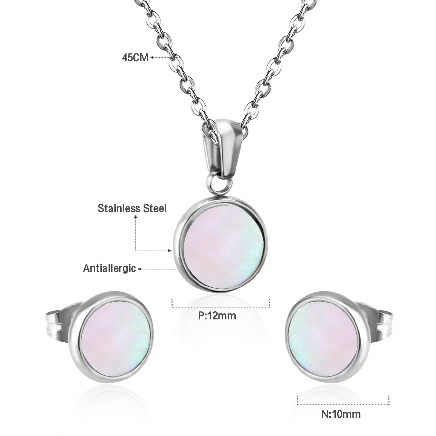 Damen Schmuckset mit goldplattiertem Edelstahl und schimmernden Mother-of-Pearl-Elementen Shop Nory
