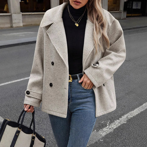 Damen Kurzmantel im Oversize‑Schnitt mit Reverskragen und Zierknopfleiste Shop Nory