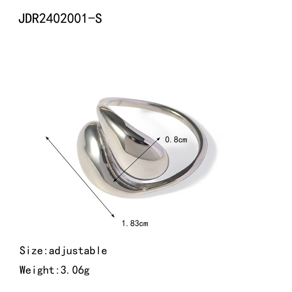 Damen Offener Ring mit modernem, geschwungenem Design und Zirkonia-Akzent Shop Nory
