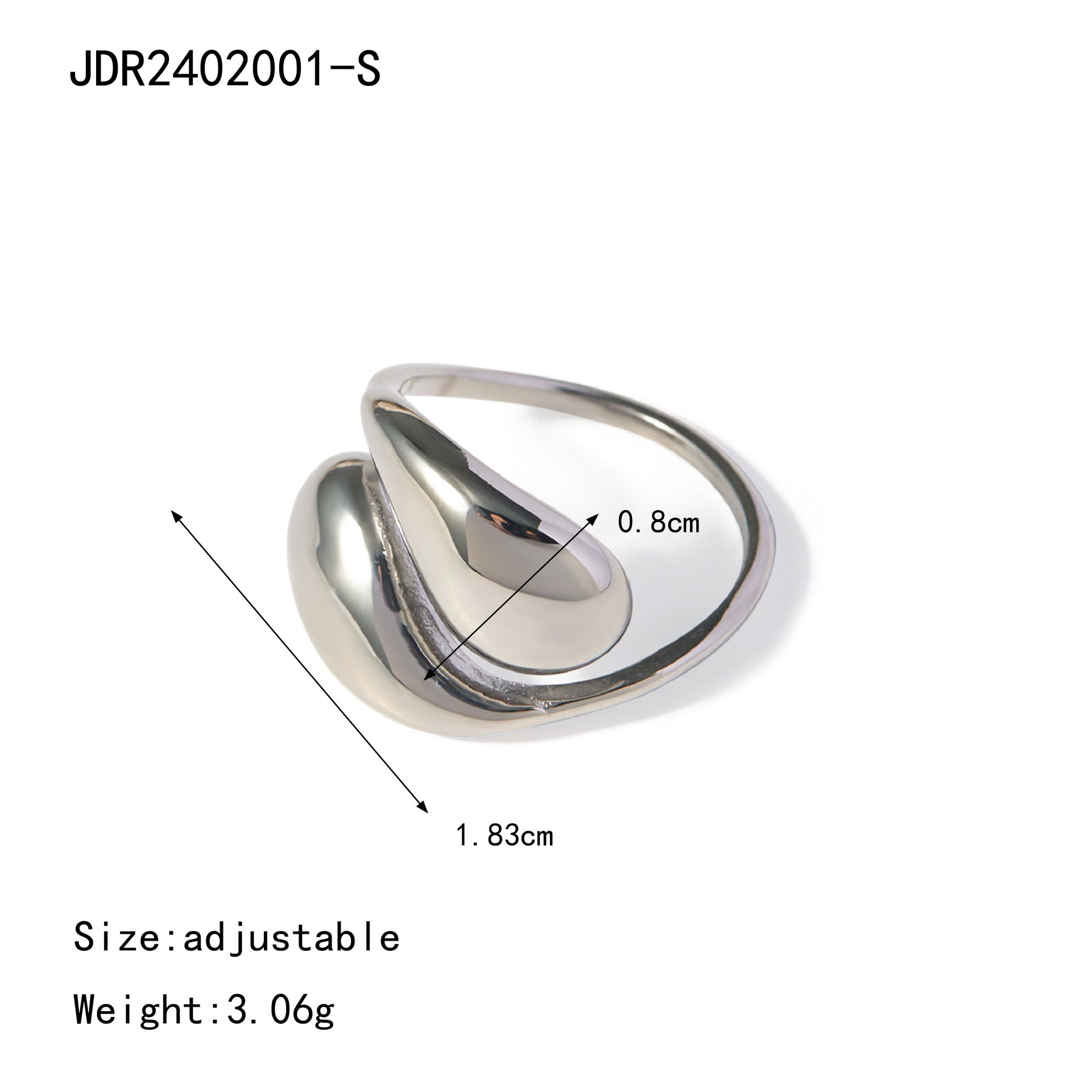 Damen Offener Ring mit modernem, geschwungenem Design und Zirkonia-Akzent Shop Nory