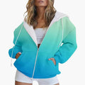 Damen Oversized Kapuzenjacke mit Farbverlauf und Praktischen Taschen Shopnory