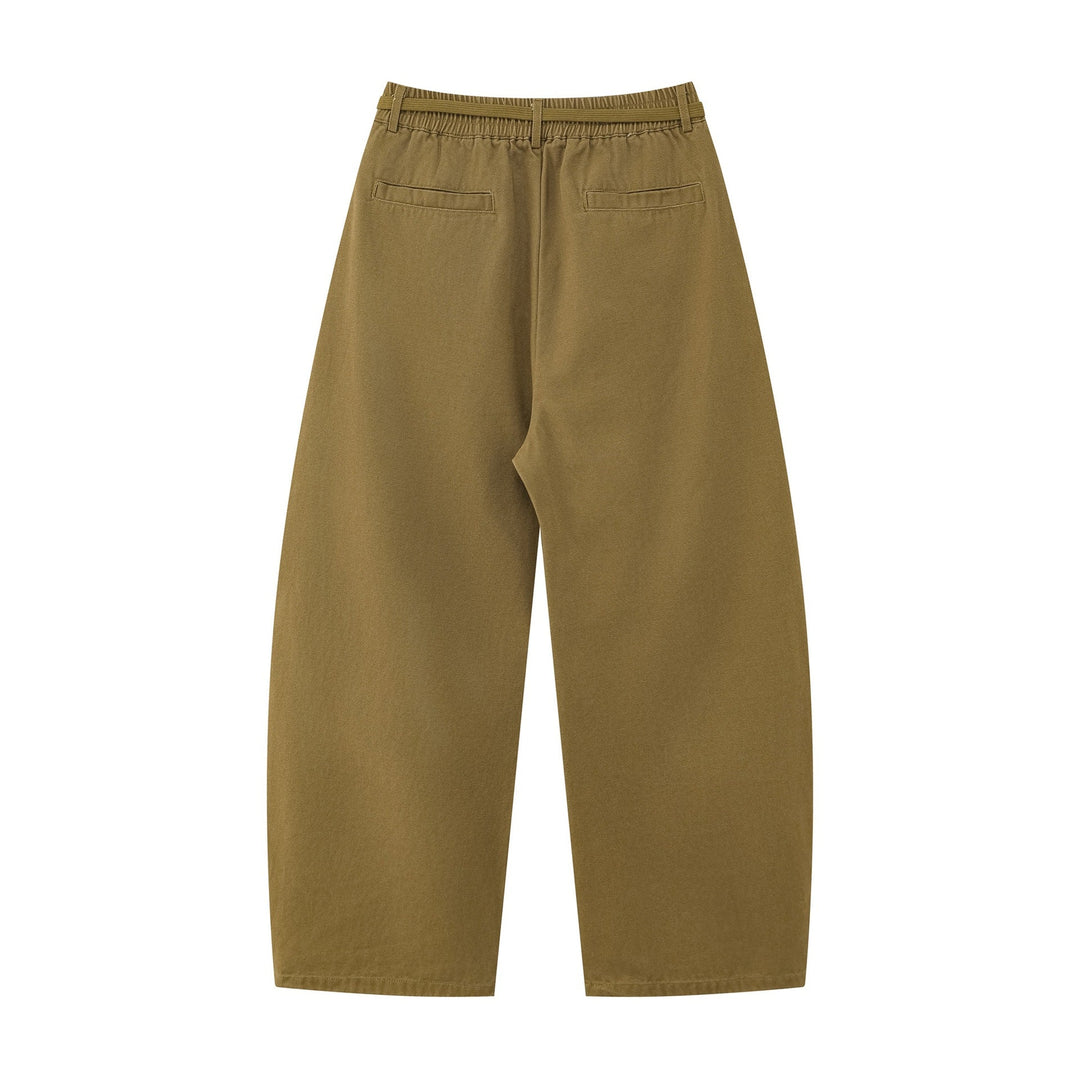 Damen Weite Culotte‑Hose mit Elastikbund, Stufenfalten und dekorativem Tuchanhänger Shop Nory