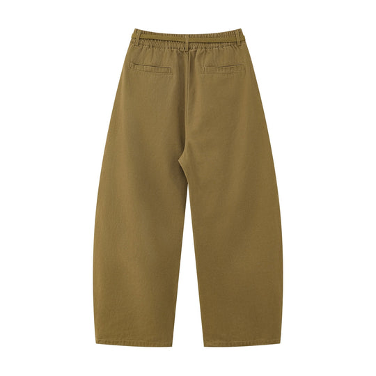 Damen Weite Culotte‑Hose mit Elastikbund, Stufenfalten und dekorativem Tuchanhänger Shop Nory