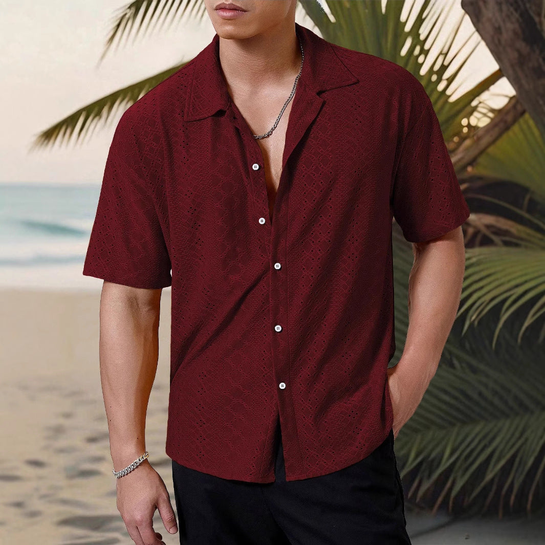 Herren Kurzarmhemd mit strukturiertem Design und atmungsaktivem Material