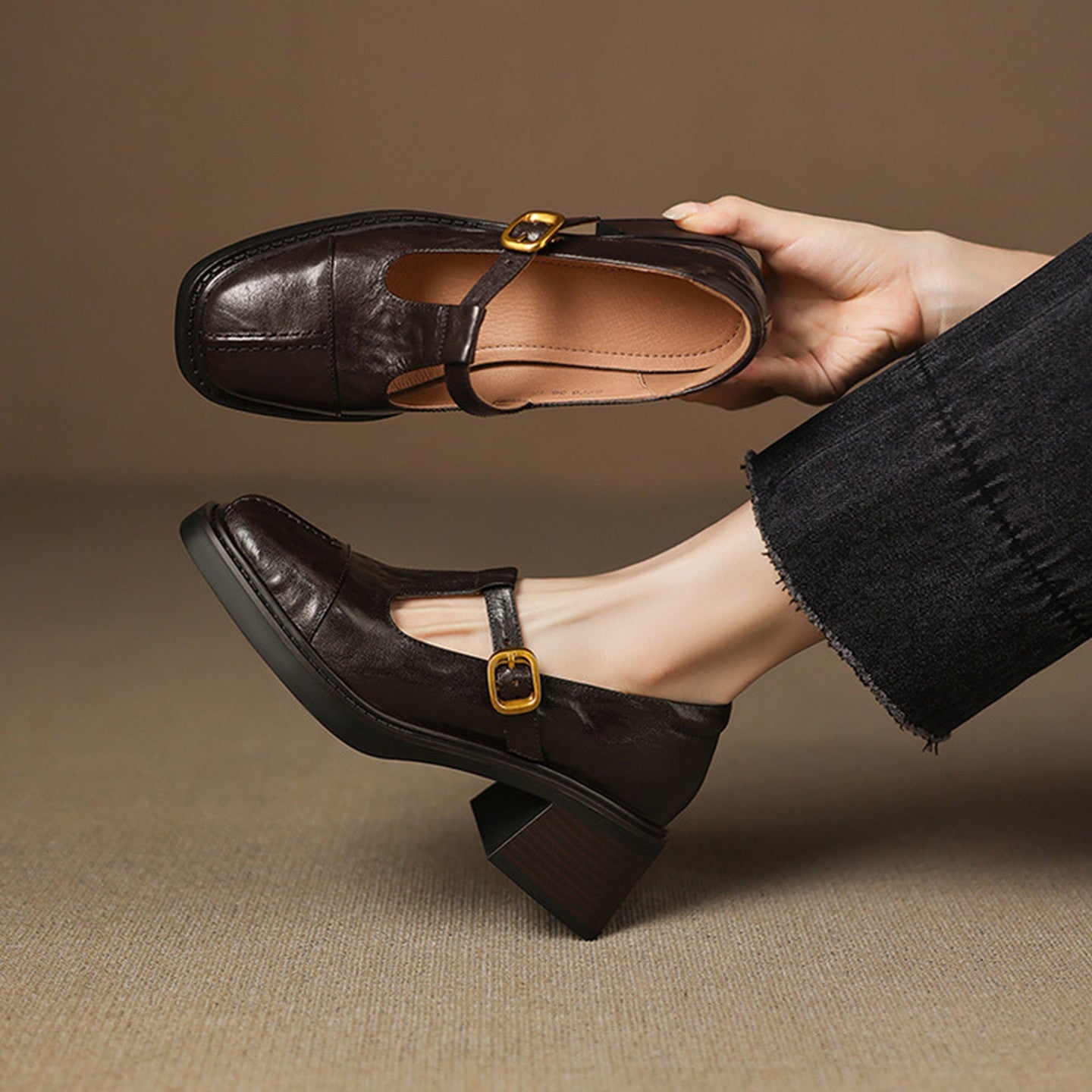 Damen Elegante Ballerinas mit modischer Schnallenverzierung