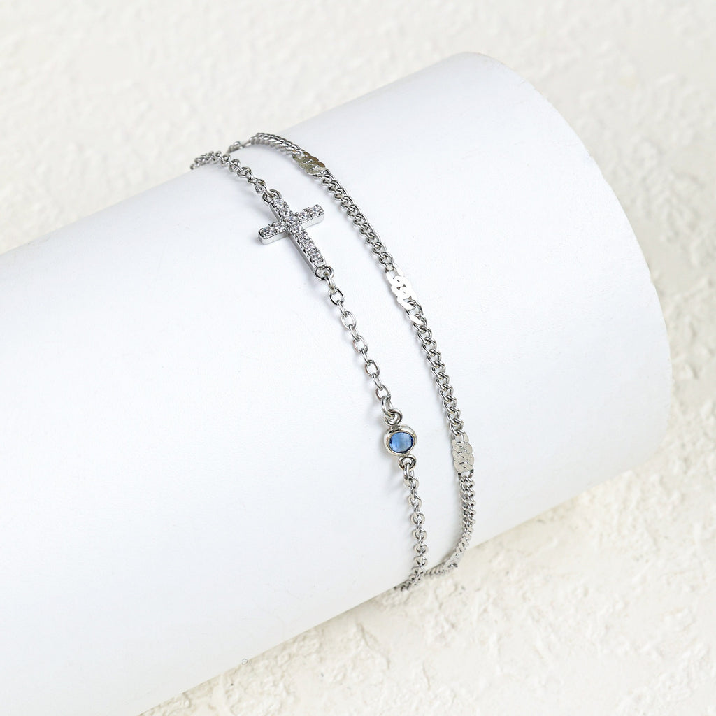 Damenarmband mit christlichem Kreuz und funkelnden Strasssteinen Shop Nory