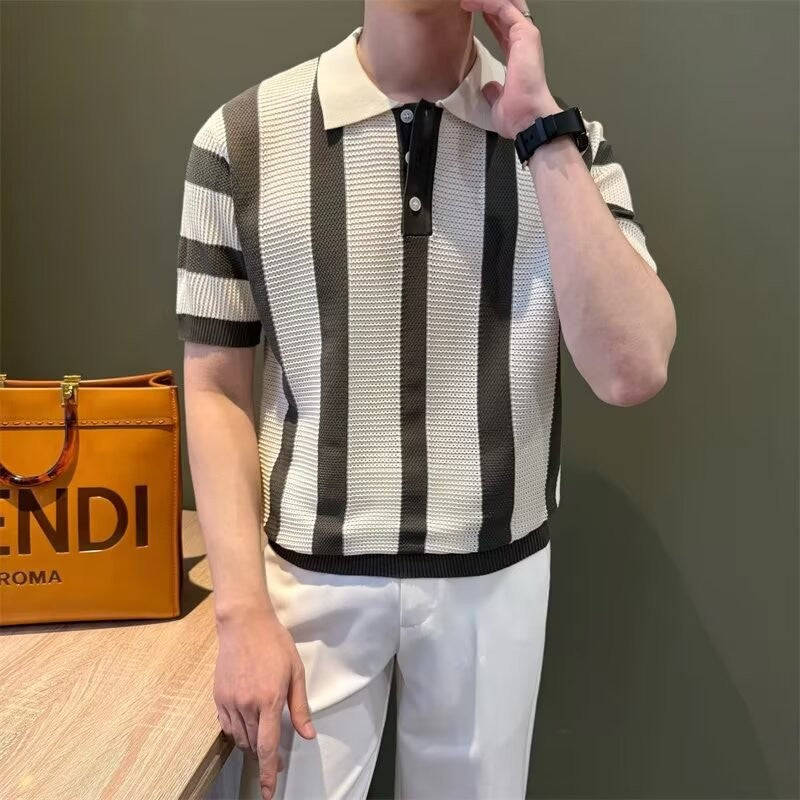 Herren Modisches Kurzärmliges Strickpoloshirt Shop Nory