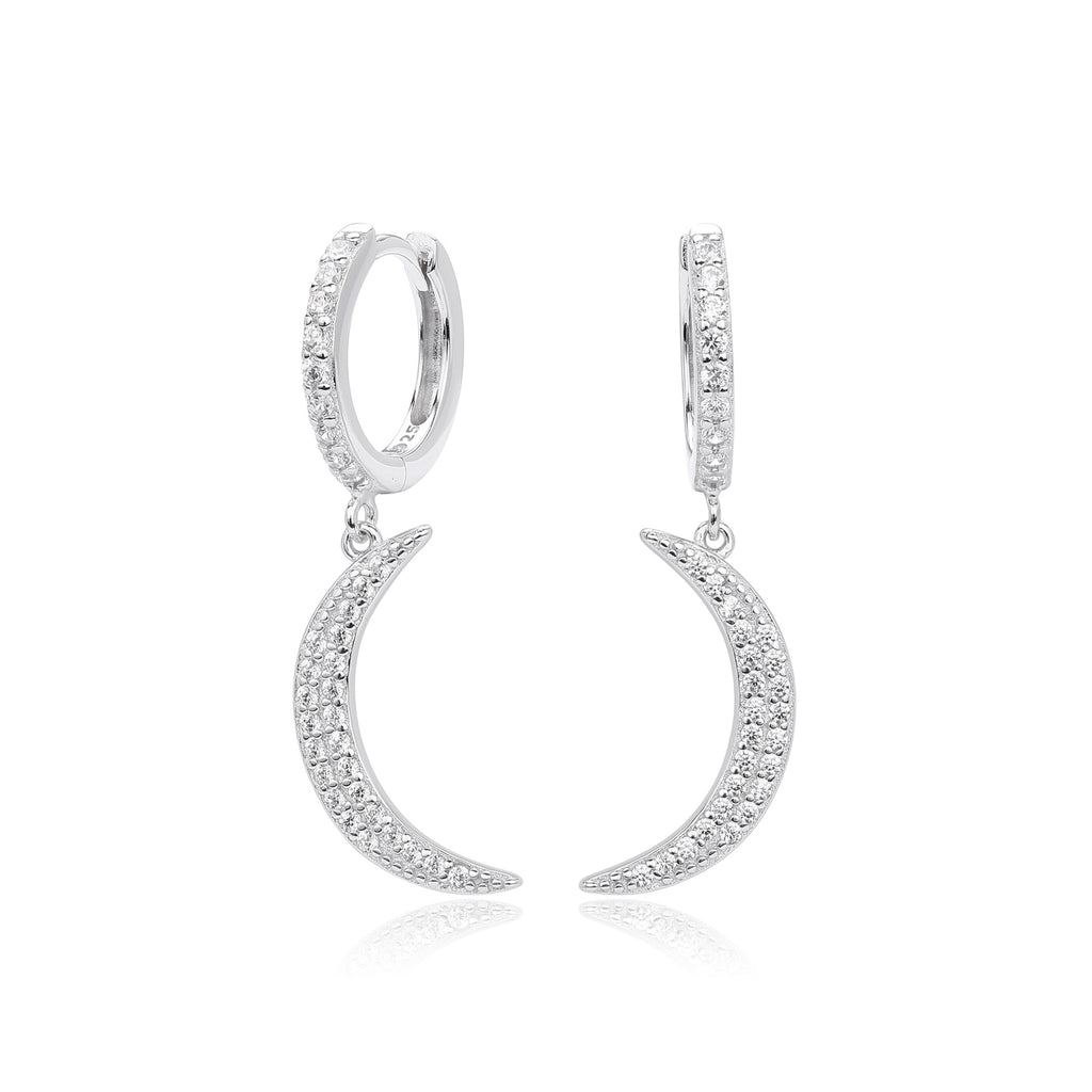 Damen Ohrhänger mit funkelndem Mondmotiv und hochwertigem 925 Sterling Silber Shop Nory
