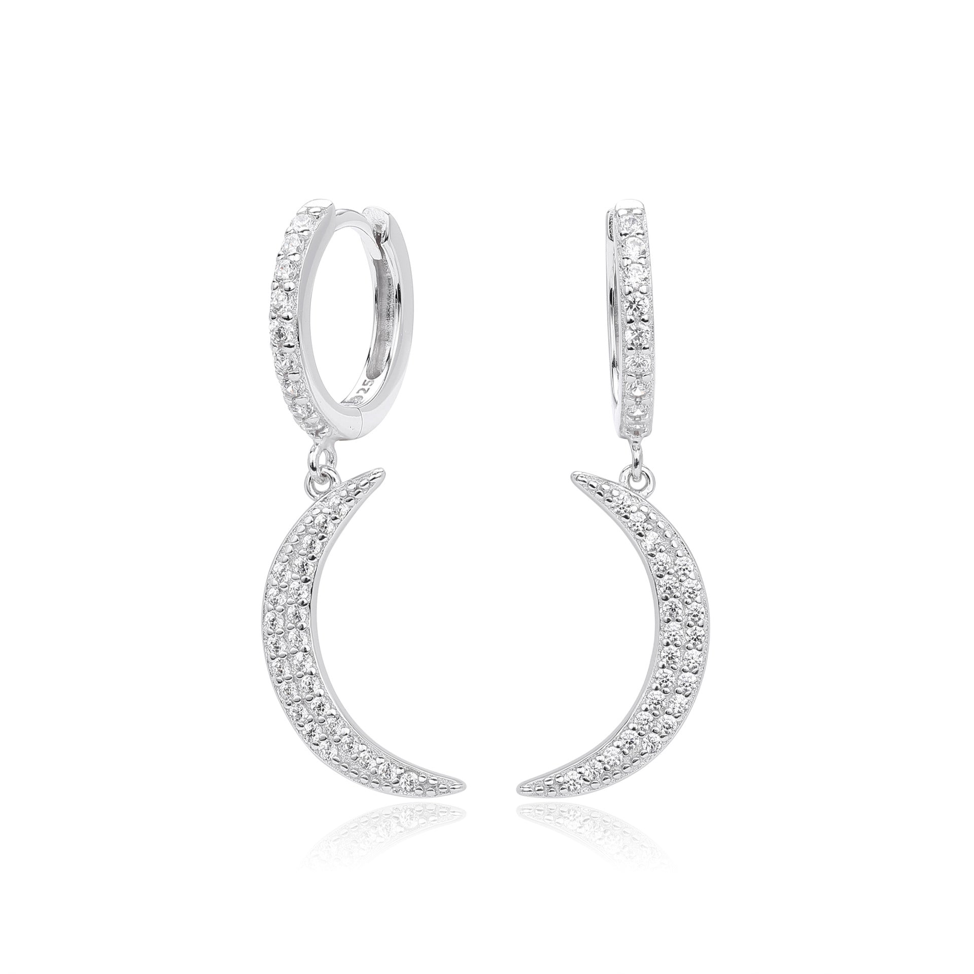 Damen Ohrhänger mit funkelndem Mondmotiv und hochwertigem 925 Sterling Silber Shop Nory