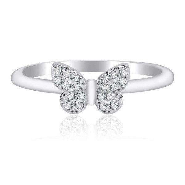 Damenring mit filigranem Schmetterlingsdesign und funkelnden Zirkonia Shop Nory