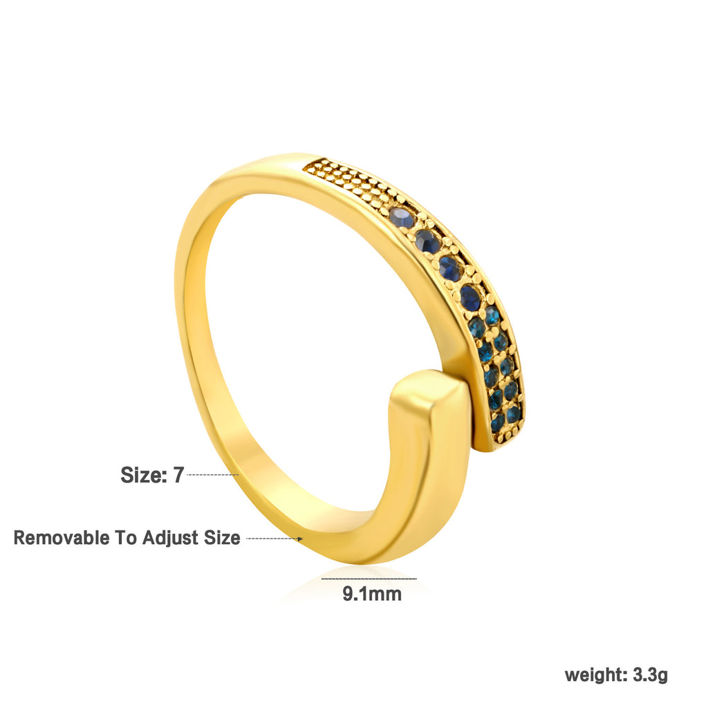 Damen Verstellbarer Ring mit glitzernden Zirkonia und modernen Grüntönen Shop Nory