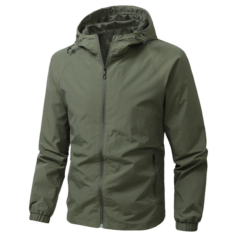 Herren Leichte Kapuzen-Windjacke mit Mesh‑Futter, durchgehendem Reißverschluss & elastischen Bündchen Shop Nory