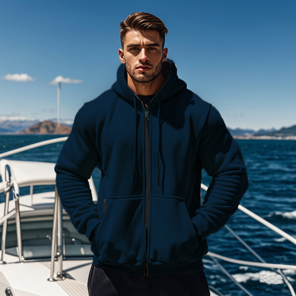 Herren Kapuzen-Sweatjacke mit durchgehendem Reißverschluss, Kängurutasche und verstellbarer Kapuze Shop Nory