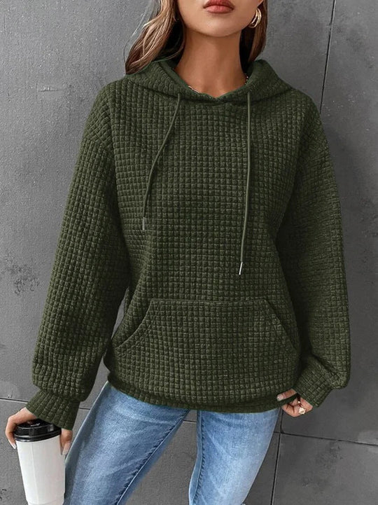 Damen lässiger Hoodie mit strukturierter Oberfläche und praktischer Kängurutasche