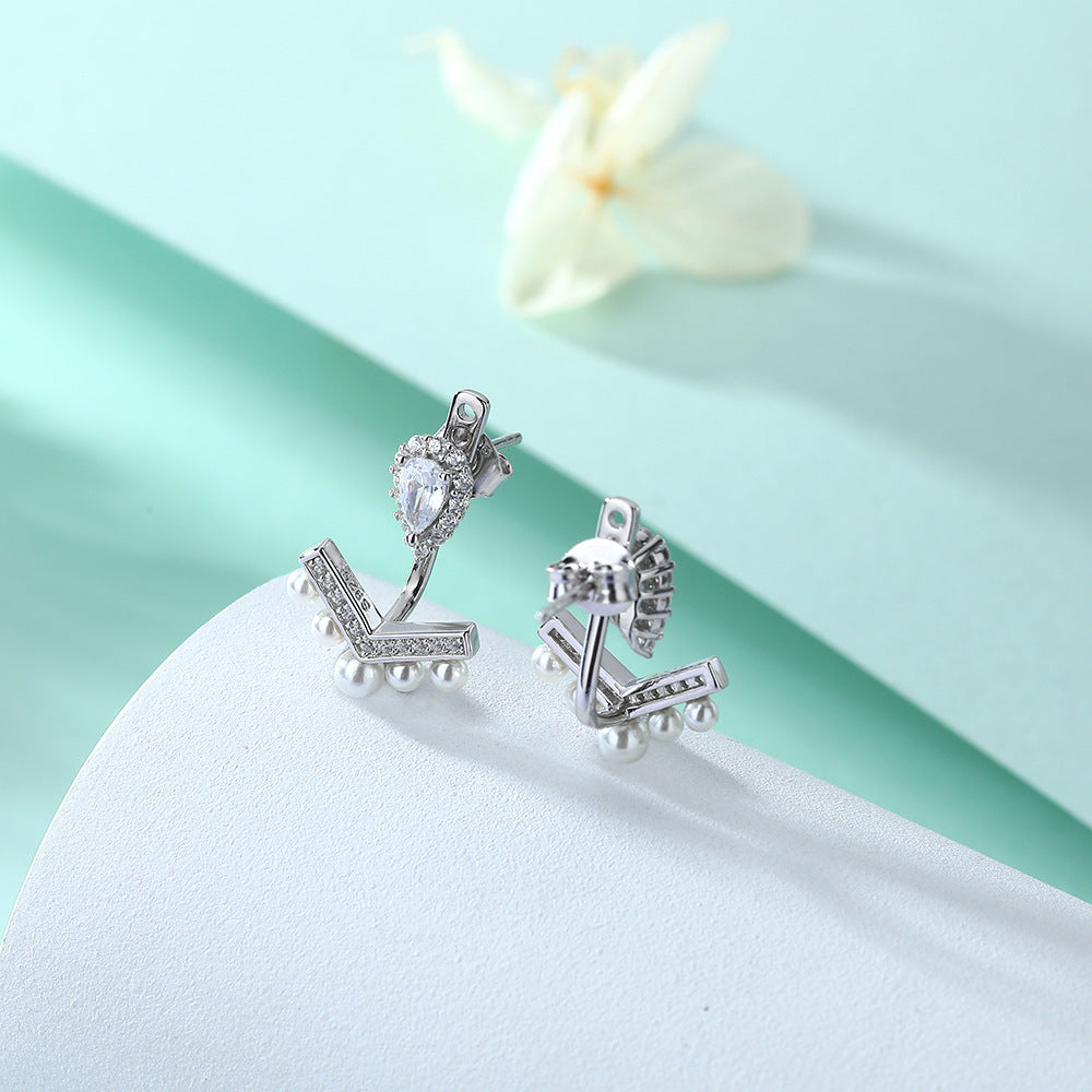 Damen elegante Ohrringe mit tropfenförmigem Design und feinem Perlenbesatz Shop Nory