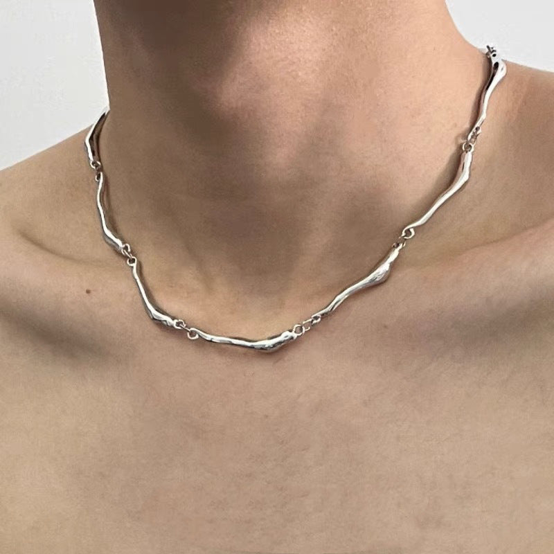 Damen Kette aus hochwertigem Edelstahl mit modernem Wellen-Design Shop Nory