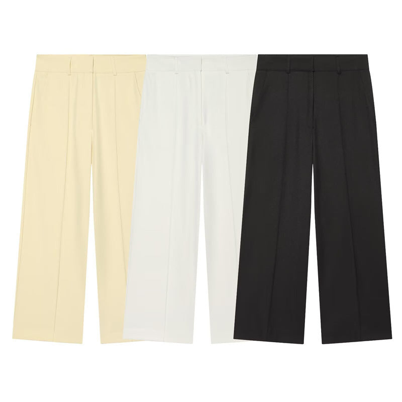 Damen Hochtaillierte weite Culotte-Hose mit Bügelfalte und Bundfalten Shop Nory