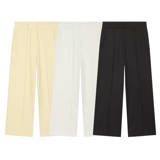 Damen Hochtaillierte weite Culotte-Hose mit Bügelfalte und Bundfalten Shop Nory