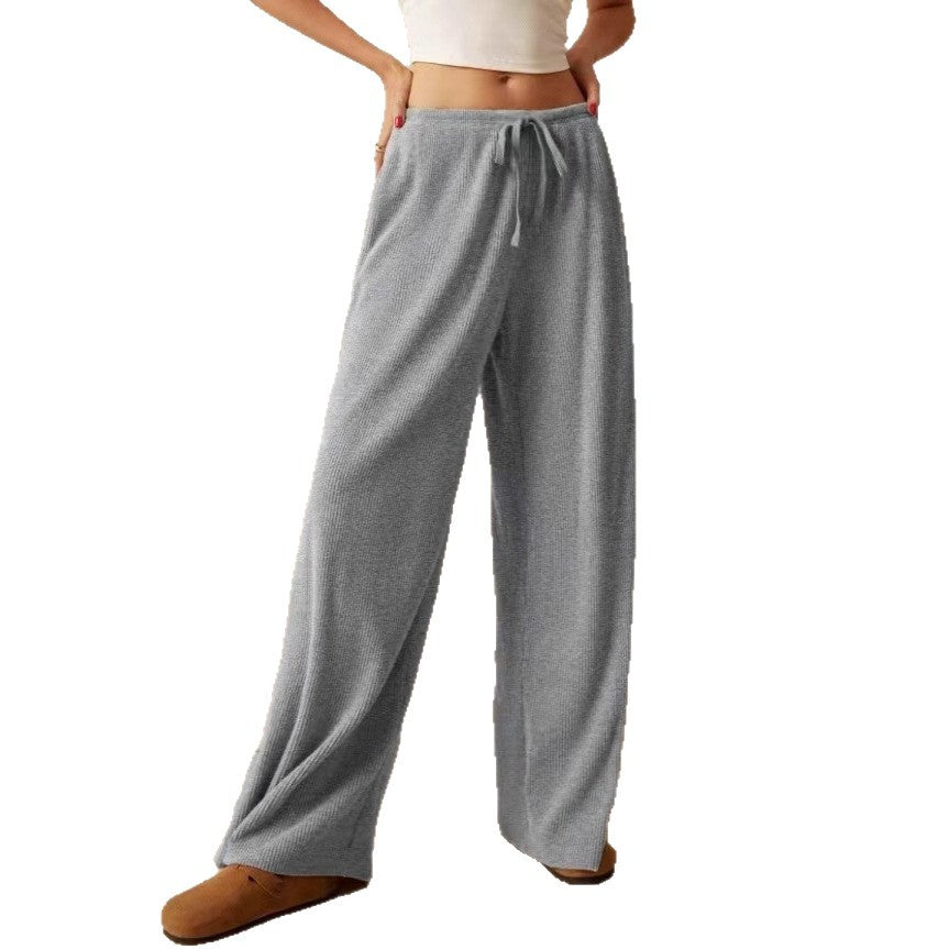 Damen weite Baumwoll-Haremshose mit hoher Taille und praktischem Kordelzug