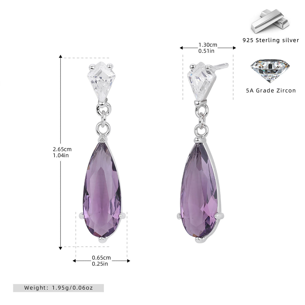 Damen Ohrhänger mit funkelnden Tropfen-Zirkonen aus hochwertigem 925 Sterling Silber Shop Nory