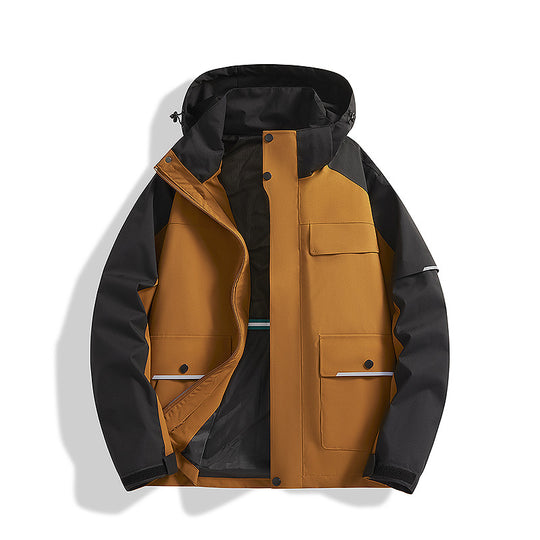 Herren dreilagige Trekkingjacke mit verschweißten Nähten, Kapuze und Multifunktionstaschen Shop Nory