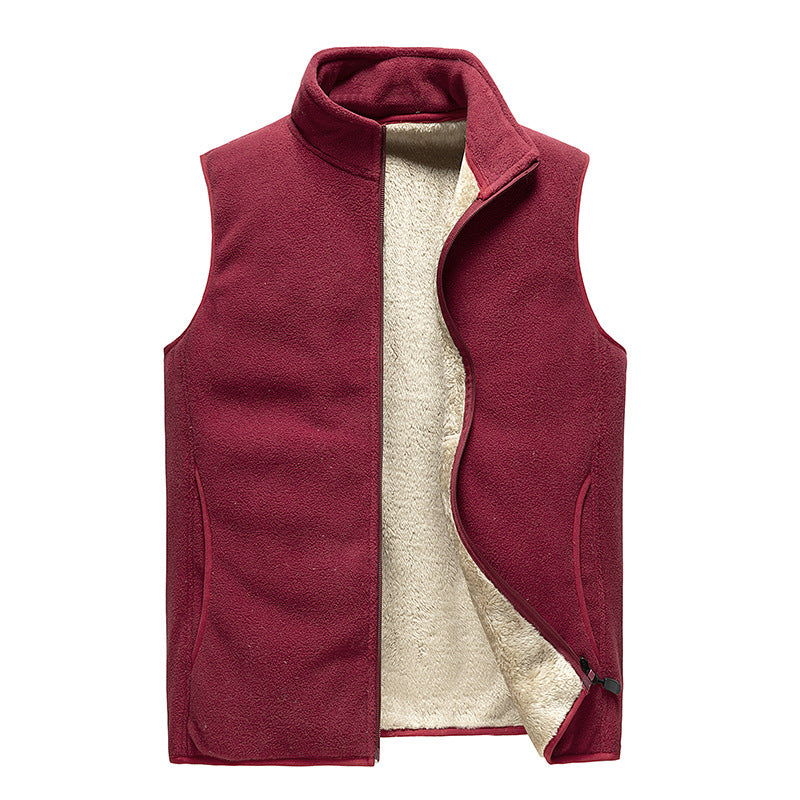 Herren Kuschelige Thermo-Fleeceweste mit Sherpa-Innenfutter, Stehkragen und Reißverschluss Shop Nory