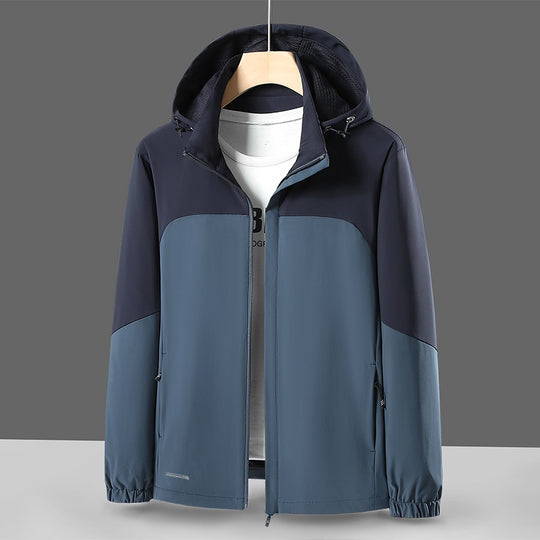 Herren Leichte Softshell-Windjacke mit Kapuze, wasserabweisender Membran und Reißverschlusstaschen Shop Nory