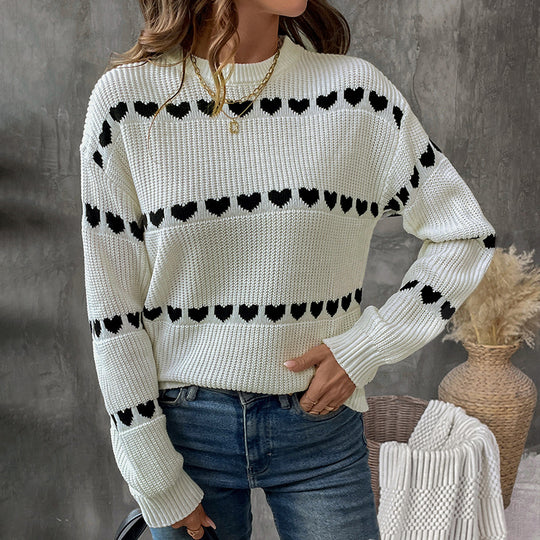 Damen Pullover mit Herzmuster Shop Nory
