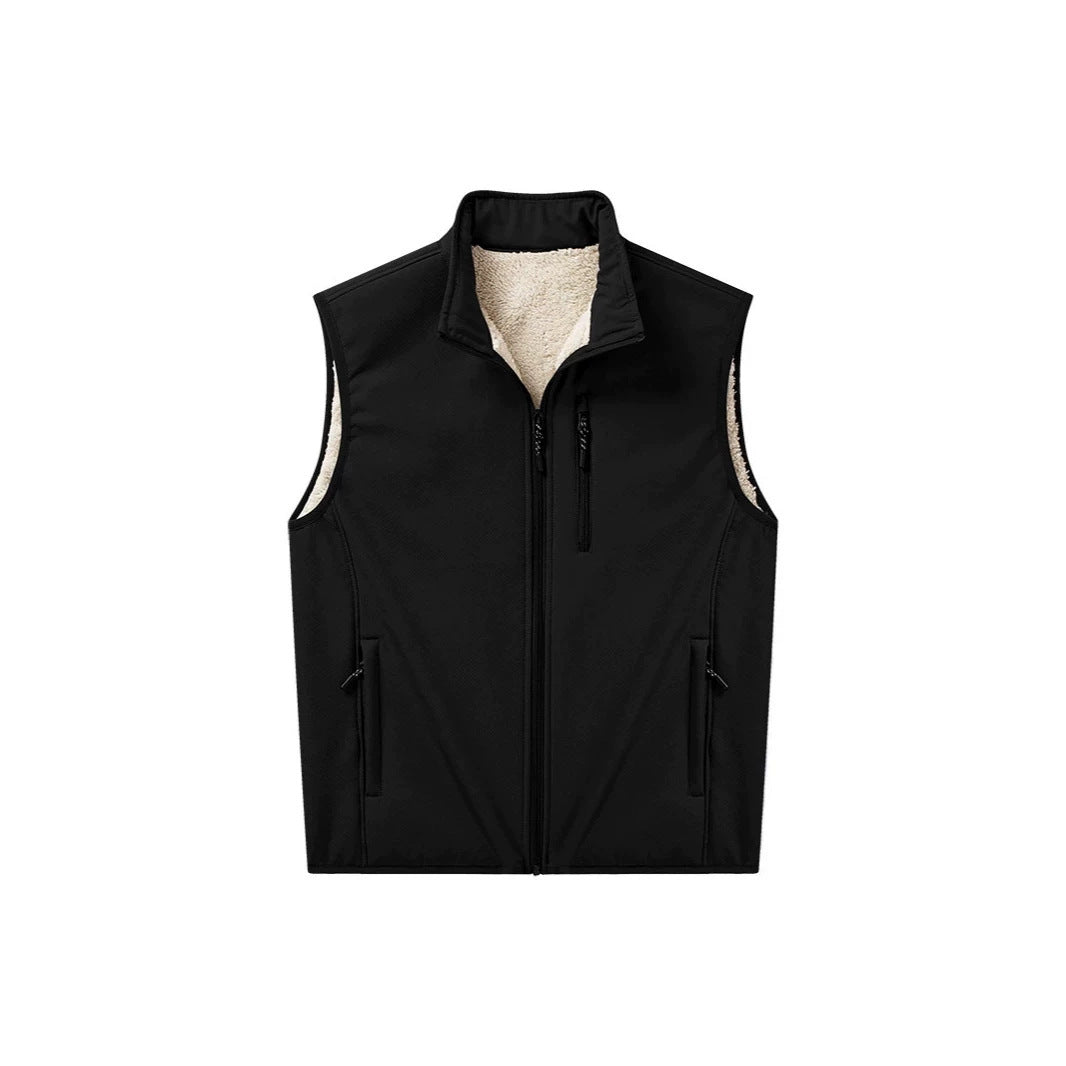 Herren Sherpa-gefütterte Softshell-Weste mit Stehkragen und Reißverschlusstaschen Shop Nory