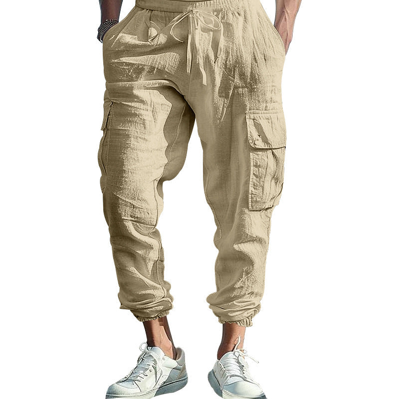 Herren luftige Cargo-Hose mit elastischem Bund und seitlichen Taschen