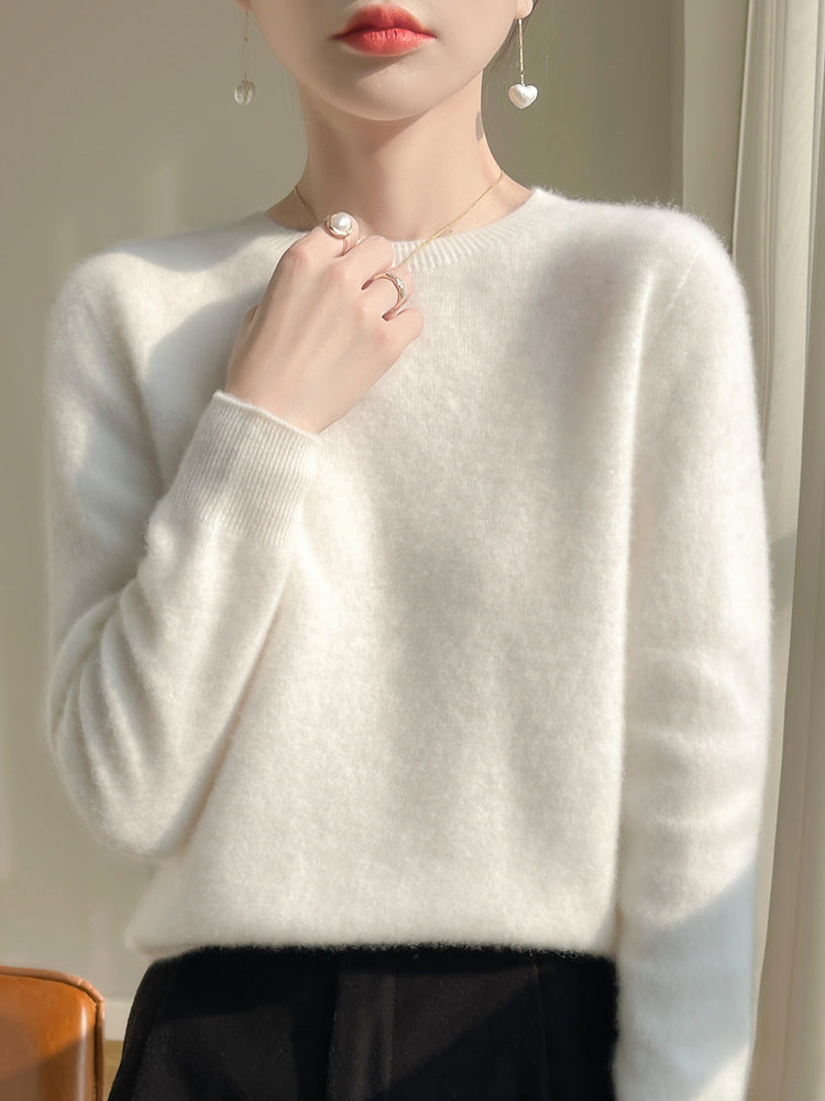 Damen Luxuriöser Kuschelstrick-Pullover mit Rundhals und Mohair-Optik Shop Nory